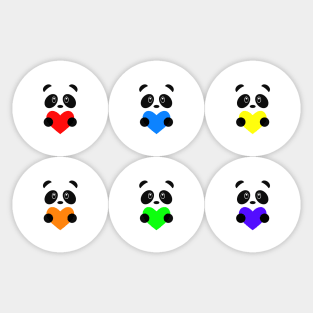 Rainbow Hearts Pandas Sticker